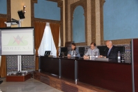 De izquierda a derecha, Rosario Moyano, Librado Carrasco y Jaime Borrell, en la inauguracin de Biovet